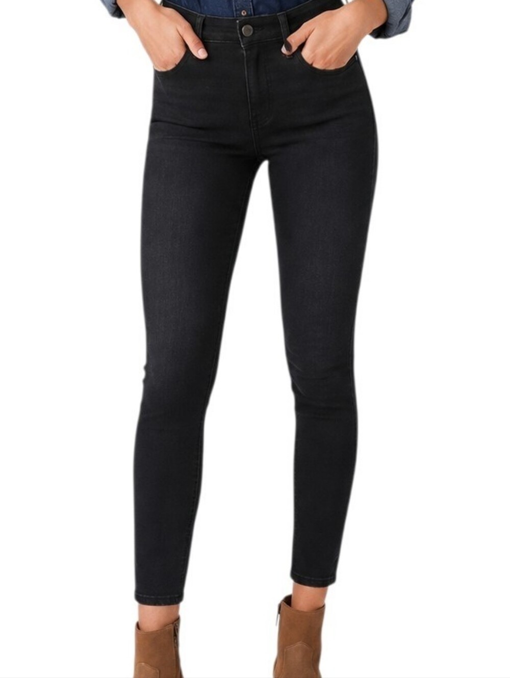 Denim Forum The Nico Mid Rise Skinny Jeans Women 28 Black Stretch